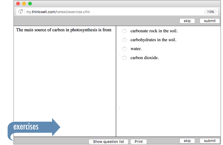 Sample of Thinkwell's Biology exercises