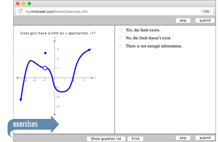 Sample of Thinkwell's Calculus exercises