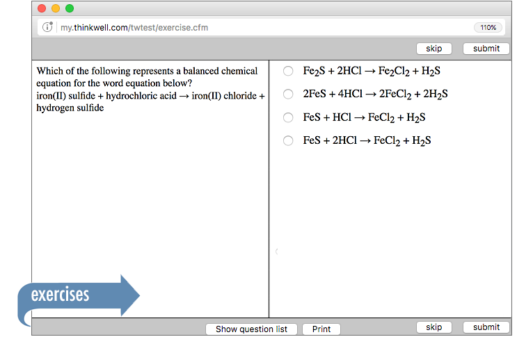 Sample of Thinkwell's Chemistry exercises