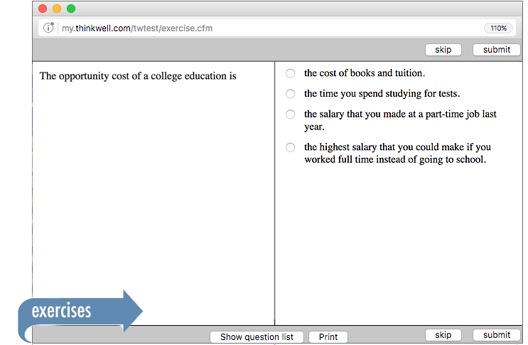 Sample of Thinkwell's Economics exercises