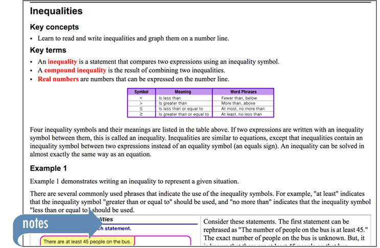Sample of Thinkwell's Foundations of Math book