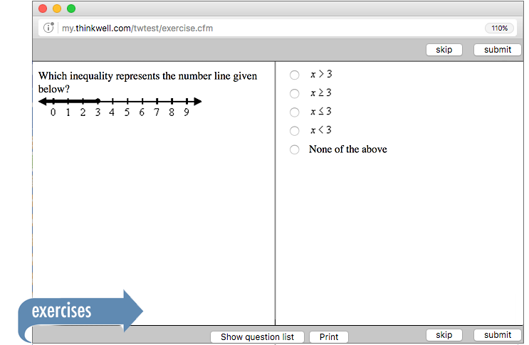 Sample of Thinkwell's Foundations of Math exercises