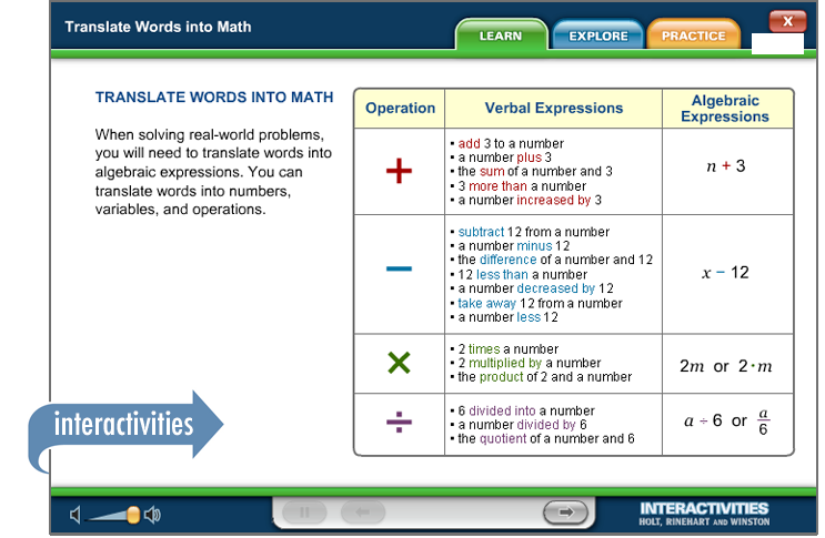 Sample of Thinkwell's Grade 6 Math book