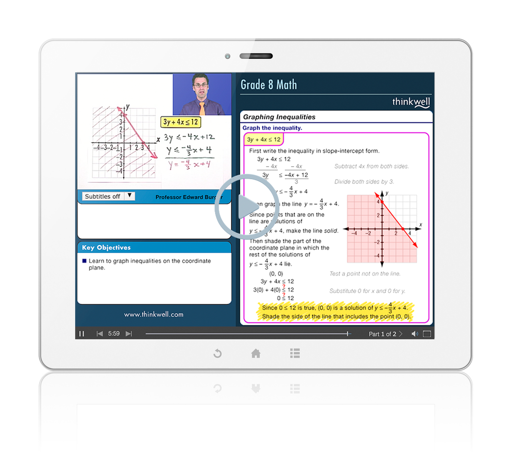 Sample of Thinkwell's Grade 8 Math videos