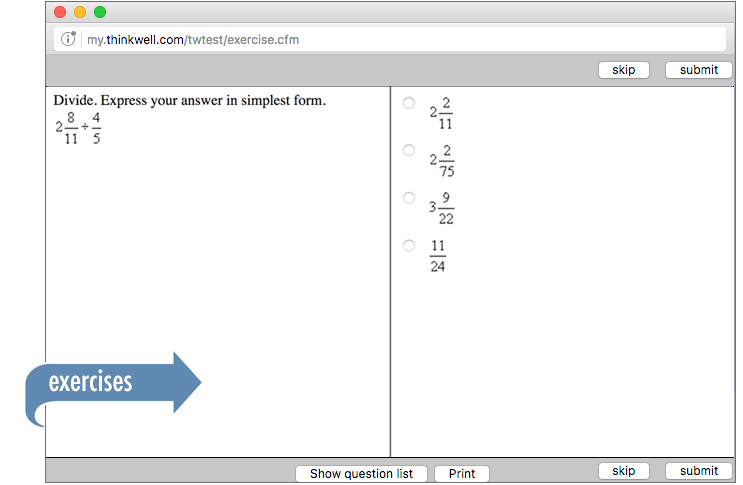 Sample of Thinkwell's Grade 7 Math exercises