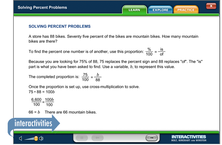 Sample of Thinkwell's Grade 7 Math book