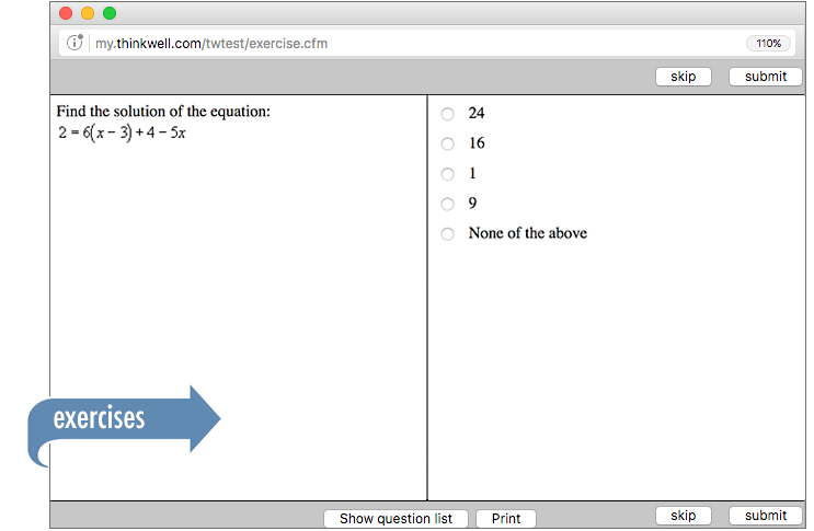 Sample of Thinkwell's Pre-algebra exercises