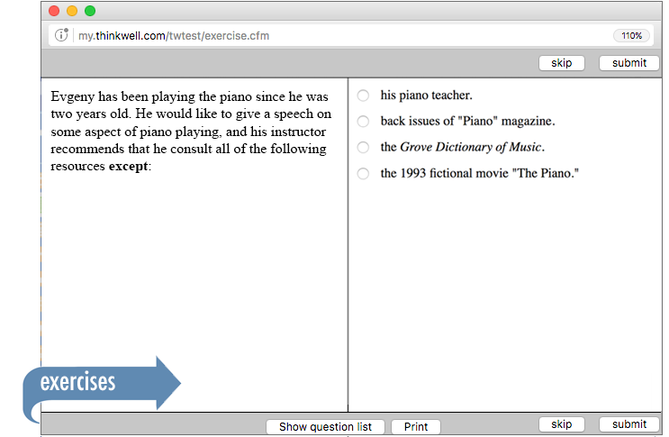 Sample of Thinkwell's Public Speaking exercises